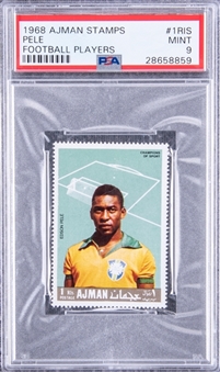 1968 Ajman Stamps #1RIS Pele Football Players - PSA MINT 9